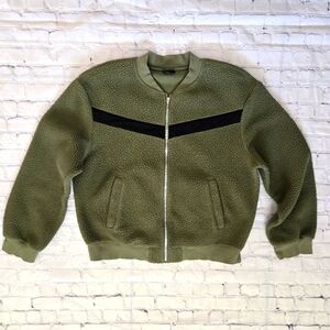 Active Flying V Olive Green Sherpa Zip Bomber Jacket Size:XXL